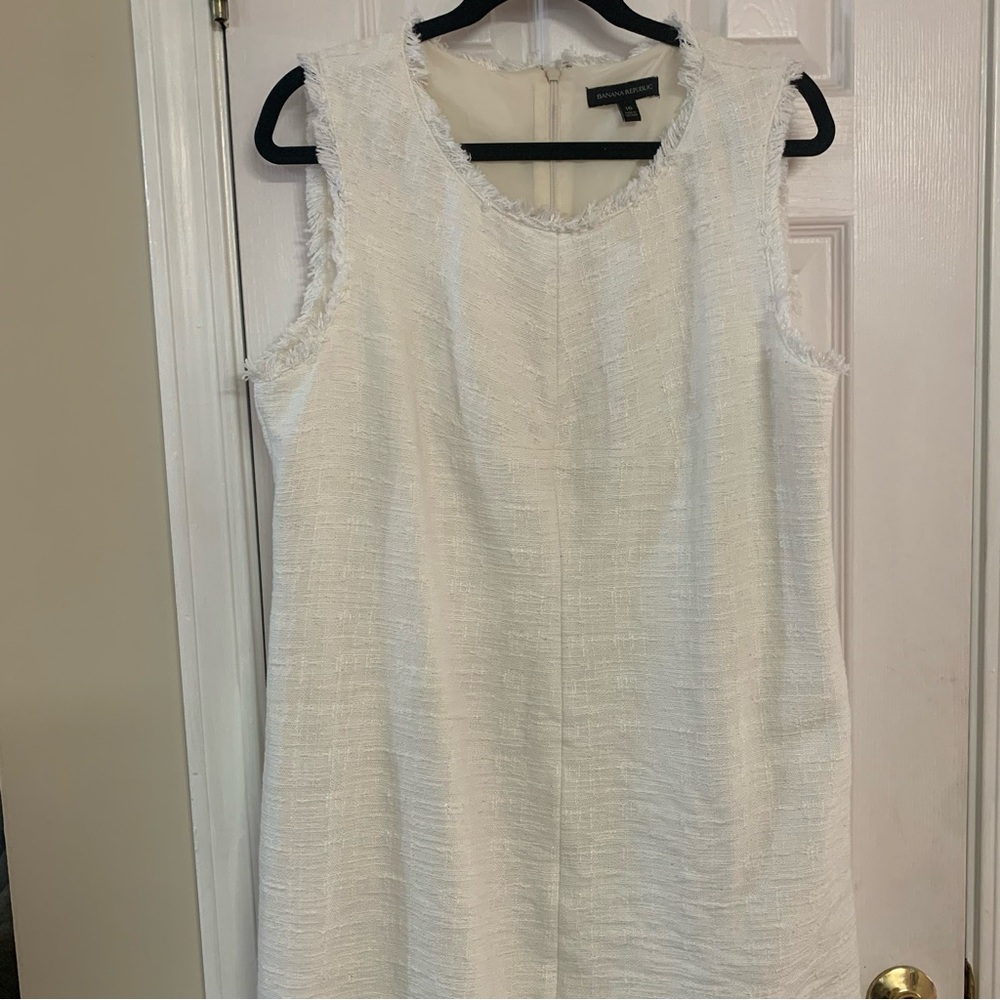 Size 16 Banana Republic White Dress with Trim
